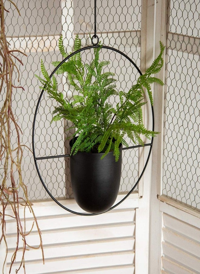 RISEON Boho Black Metal Plant Hanger,Metal Wall and Ceiling Hanging Planter, Modern Planter, Mid Century Flower Pot Plant Holder, Minimalist Planter for Indoor Outdoor Home Decor - Image 2