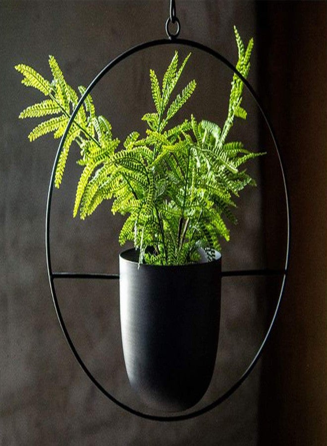 RISEON Boho Black Metal Plant Hanger,Metal Wall and Ceiling Hanging Planter, Modern Planter, Mid Century Flower Pot Plant Holder, Minimalist Planter for Indoor Outdoor Home Decor - Image 3