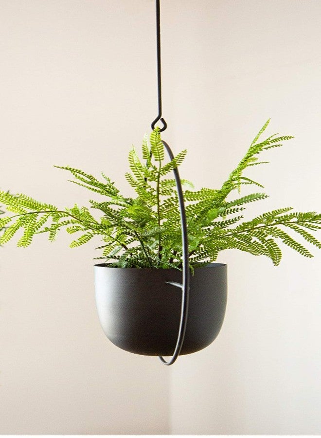 RISEON Boho Black Metal Plant Hanger,Metal Wall and Ceiling Hanging Planter, Modern Planter, Mid Century Flower Pot Plant Holder, Minimalist Planter for Indoor Outdoor Home Decor - Image 4