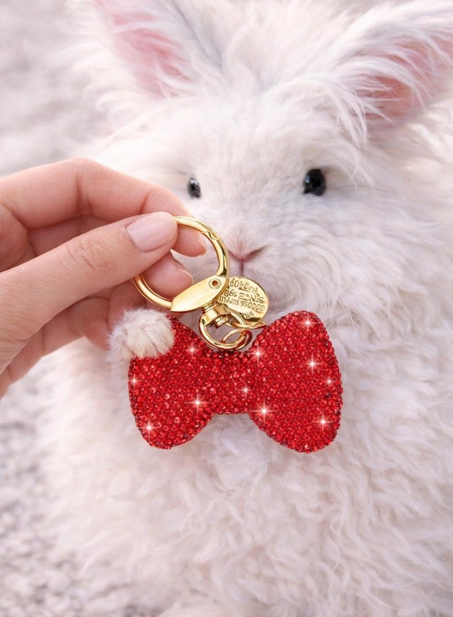 iAccessories Sparkling 3D Bling Crystal Bow Key Ring | Keychain Pendant Charm for Girls Bags, Wallets and Luggage - Red - Image 1