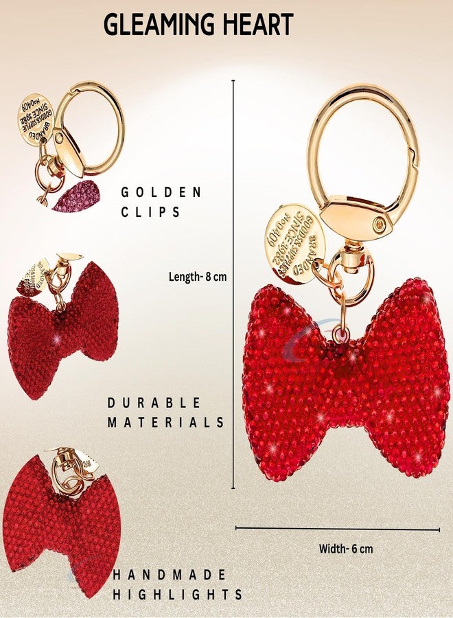 iAccessories Sparkling 3D Bling Crystal Bow Key Ring | Keychain Pendant Charm for Girls Bags, Wallets and Luggage - Red - Image 4