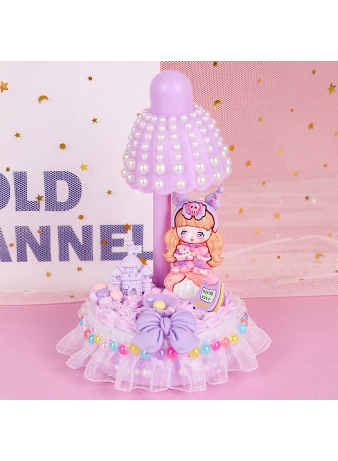DIY Flower Nightlight Cream Glue Children's Handmade Toy Material Bag Girl's Gift Book Desktop Decoration-Color:[card Head Bag] Pink Flower Night Light + Material Package + Free 10 Stickers - Image 5