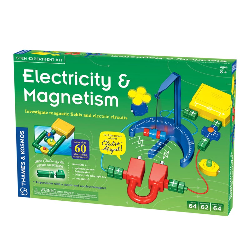 Thames & Kosmos Electricity & Magnetism Science Kit | 62 Safe Experiments Investigating Magnetic Fields & Forces for Ages 8+ | Assemble Electric Circuits with Easy Snap-Together Blocks - Image 1