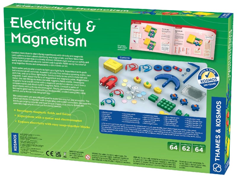 Thames & Kosmos Electricity & Magnetism Science Kit | 62 Safe Experiments Investigating Magnetic Fields & Forces for Ages 8+ | Assemble Electric Circuits with Easy Snap-Together Blocks - Image 2