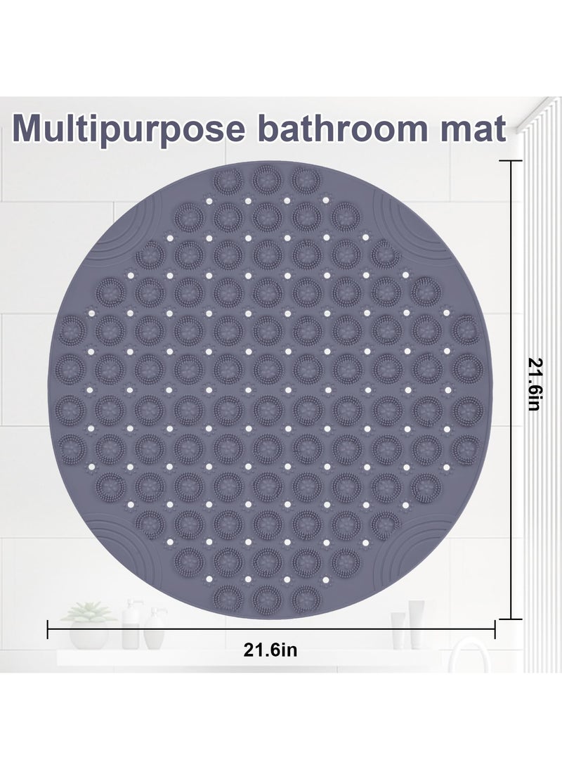 SYOSI Body Back Cleaning Bath Brush, Hands-Free Shower Massage Scrubber, 21.6-Inch Diameter with 89 Strong Suction Cups for Wall Attachment - Image 4