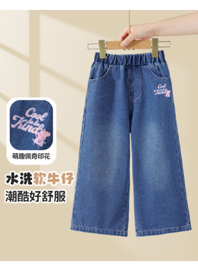 Peppa Pig spring 2025 Girls' Loose Wide-leg Jeans - Fashionable & Versatile Kids' Casual Pants - Image 1