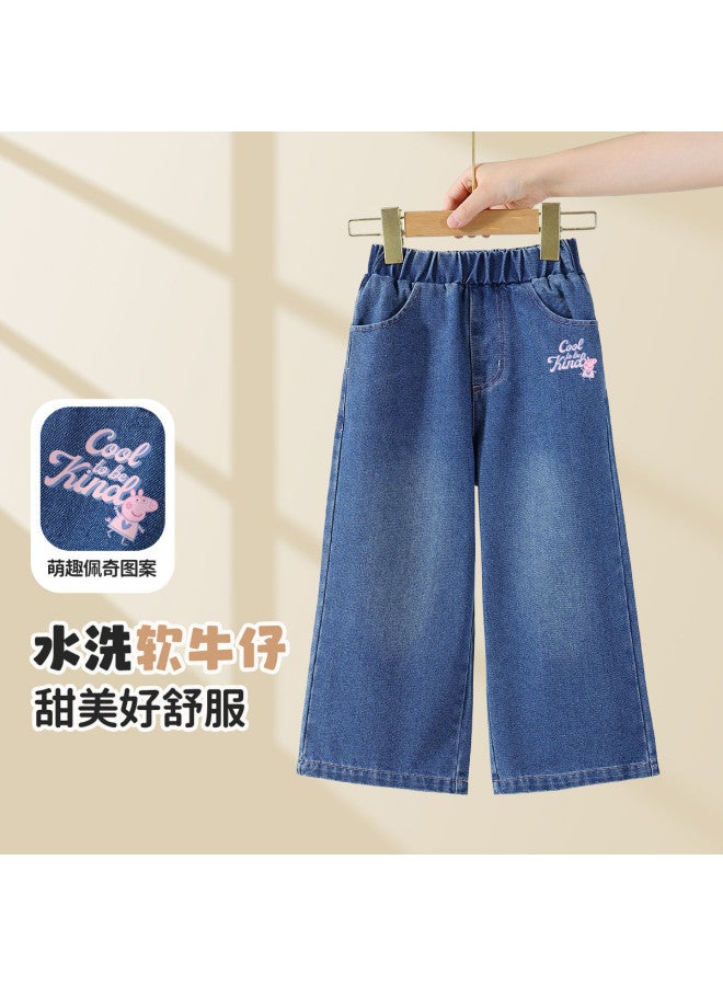 Peppa Pig spring 2025 Girls' Loose Wide-leg Jeans - Fashionable & Versatile Kids' Casual Pants - Image 2