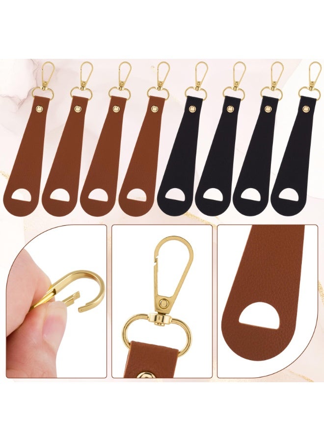 8pcs Leather Hat Clip for Travel on Bag, Hands-Free Luggage Backpack Handbag Hat Holder, Zipper Pull Replacement Outdoor Accessories for Duckbill Sun Baseball Cap- Black & Brown - Image 4