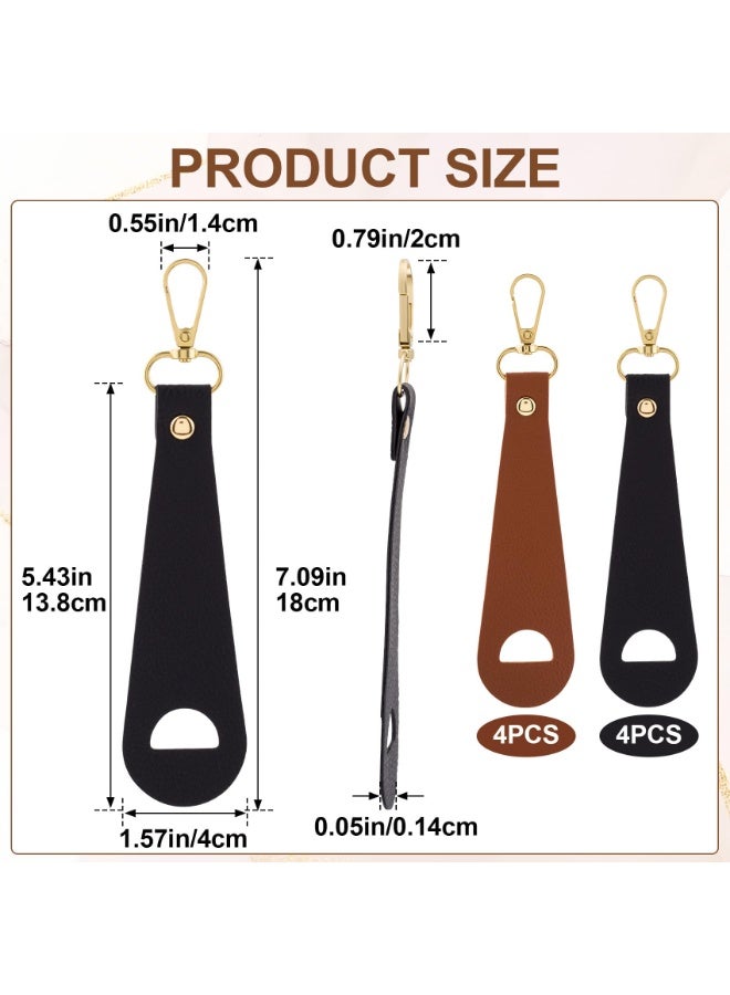 8pcs Leather Hat Clip for Travel on Bag, Hands-Free Luggage Backpack Handbag Hat Holder, Zipper Pull Replacement Outdoor Accessories for Duckbill Sun Baseball Cap- Black & Brown - Image 2