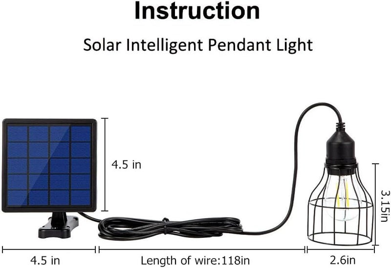 Ousam Led أضواء شمسية خارجية من الغسق إلى الفجر مع كابل تمديد بطول 9.8 قدم مصباح معلق يعمل بالطاقة الشمسية ومقاوم للماء للاستخدام الداخلي، حظيرة الدجاج، الشرفة، الجازبو (أبيض دافئ) - Image 3