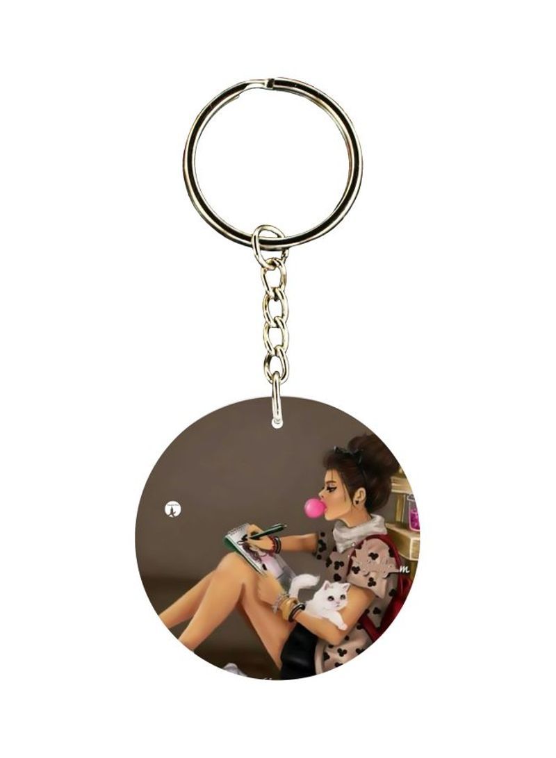 RKN Girl Printed Dual Sided Keychain