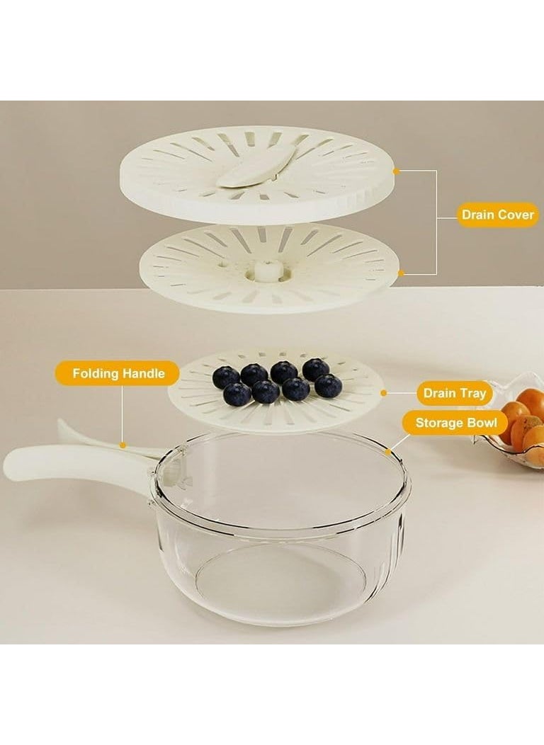 AMEEDARSHAN Ameedarshan 2 in 1 Drain Basket with Handle Plastic Colander Bowl with Lid Multifunctional Fruit Vegetable Washing Drainer Food Storage Basket for Fridge Outdoor Picnic Pack of 1Multicolor  - Image 3