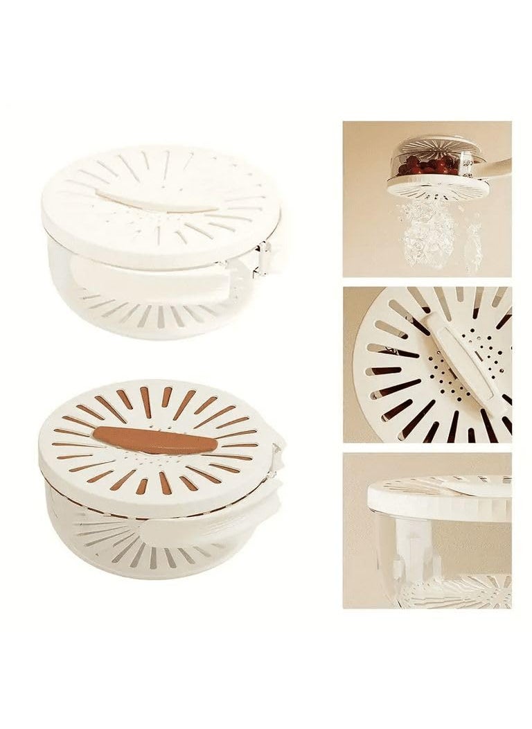 AMEEDARSHAN Ameedarshan 2 in 1 Drain Basket with Handle Plastic Colander Bowl with Lid Multifunctional Fruit Vegetable Washing Drainer Food Storage Basket for Fridge Outdoor Picnic Pack of 1Multicolor  - Image 5
