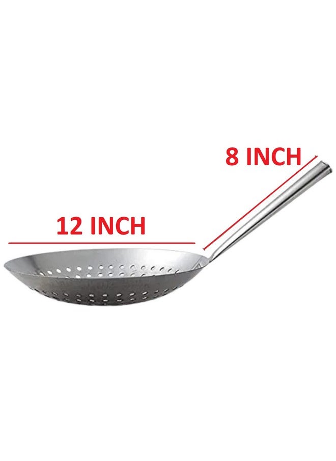 Bridge2shopping - Bridge2shopping Stainless Steel Stir Fry Skimmer, Mandarin Strainer for Commercial Purpose 12 INCH Diameter - Image 1