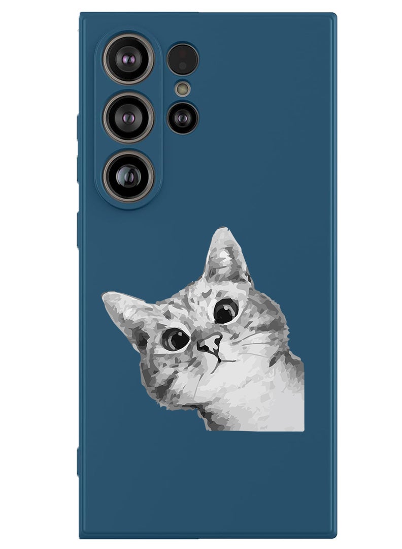 Theodor Protective Slim Fit Case Liquid Silicone Cover with Full Body Protection Anti-Scratch Shockproof Case For Samsung Galaxy S25 Ultra (Blue) - Cat Peep - Image 1