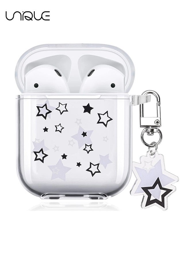 Unique - For Airpod 1/2 Cover Case - Clear Softshell with Star Keychain, Cute Charm Star Design, AirPods 2nd and 1st Gen Cases - Image 1