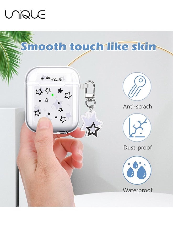 Unique - For Airpod 1/2 Cover Case - Clear Softshell with Star Keychain, Cute Charm Star Design, AirPods 2nd and 1st Gen Cases - Image 1