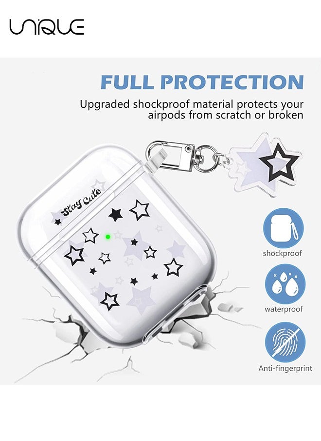 Unique - For Airpod 1/2 Cover Case - Clear Softshell with Star Keychain, Cute Charm Star Design, AirPods 2nd and 1st Gen Cases - Image 1