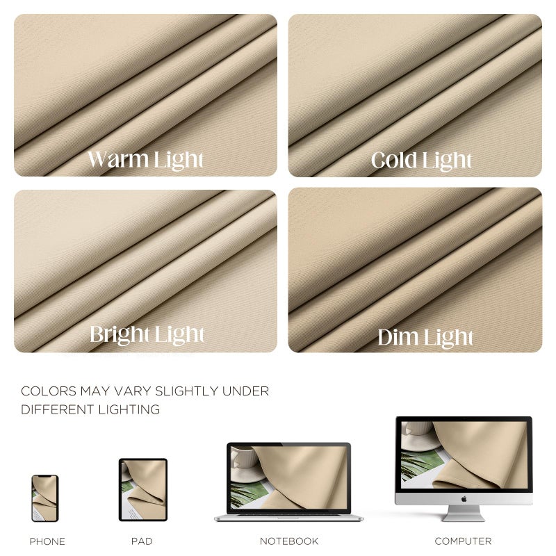 CUCRAF Light Beige Blackout Curtains 84 inch Length 2 Panels Set, Room Darkening Drapes for Living Room Bedroom, Thermal Insulated Light Blocking Grommet Window Curtain (W52 x L84 Inch) - Image 4