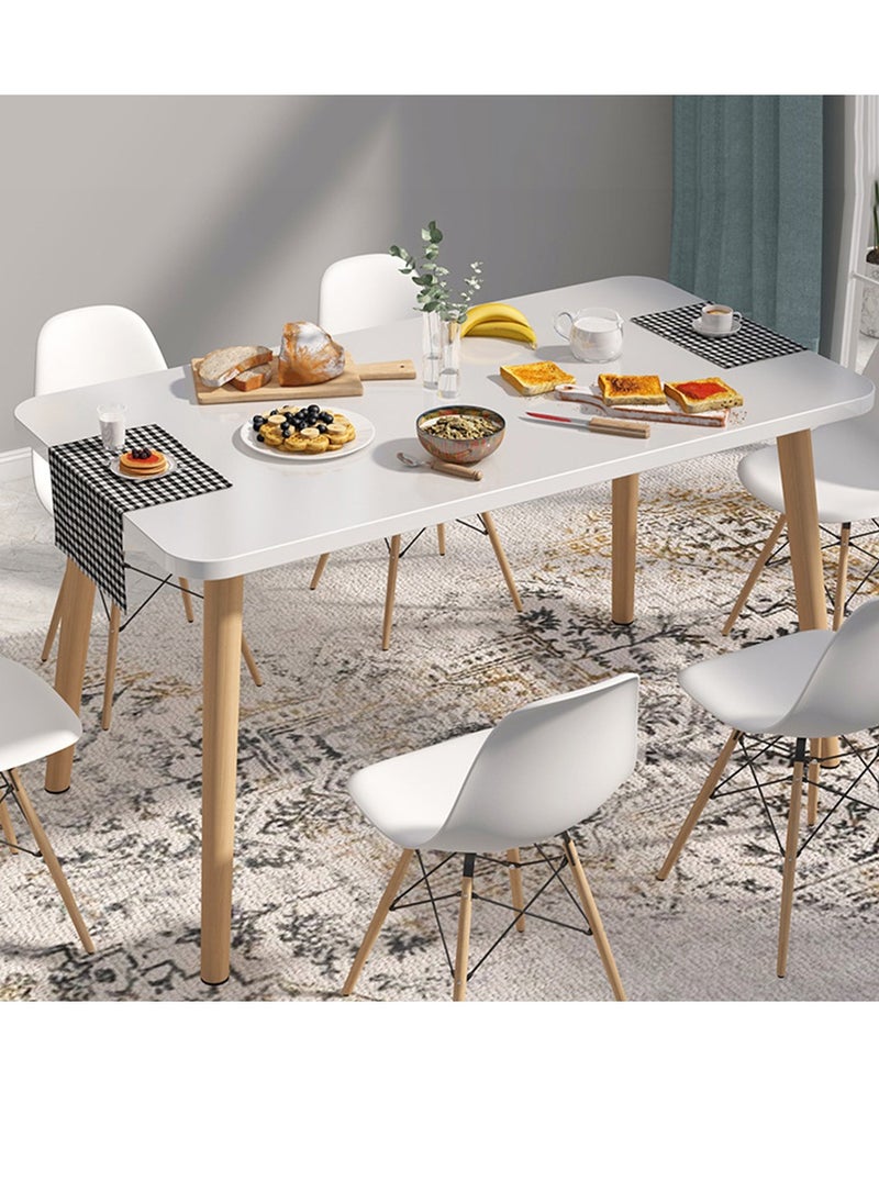  CityRiya-Long طاولة طعام بيضاء للمطبخ، طاولة طعام 100 × 60 سم، طاولة مطبخ خشبية، طاولة قهوة، طاولة شاي، مكتب مؤتمرات، طاولة عشاء صغيرة حديثة لغرفة المعيشة، المطبخ  - Image 1