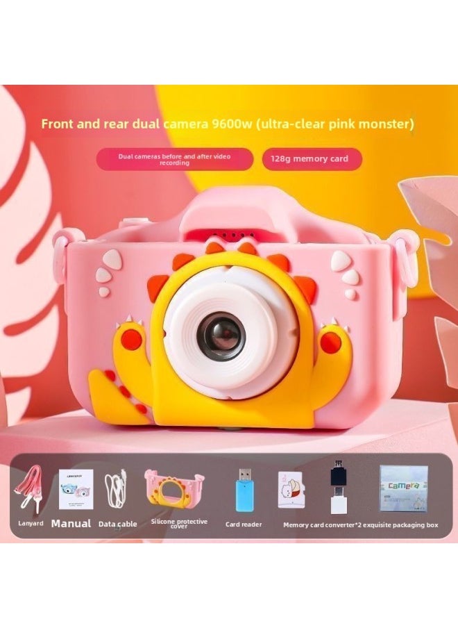 Generic Kids Camera HD Toy Photographable Girl Birthday Gift Digital Camera-Body Color:Dual Camera 9600w Monster Pink + 128g + Can Be Connected To Mobile Phone  - Image 1