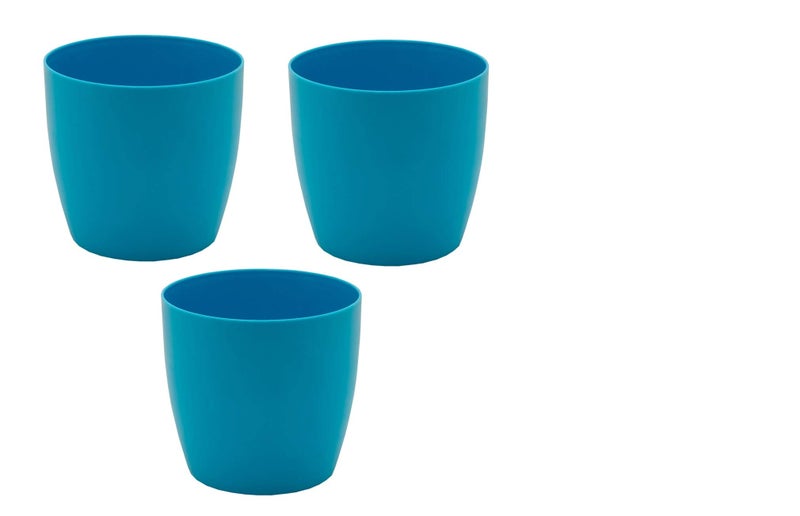 garbnoire Gardening Flower Pots - 5 Inch Plastic Flower Pots | Modern Decorative Indoor Outdoor Planters/Pots - Pack of (3, Turquiose) - Image 3