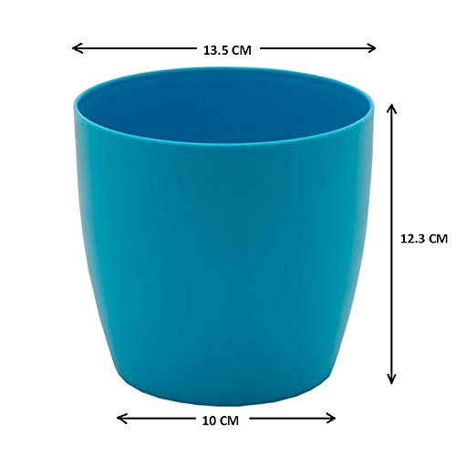garbnoire Gardening Flower Pots - 5 Inch Plastic Flower Pots | Modern Decorative Indoor Outdoor Planters/Pots - Pack of (3, Turquiose) - Image 4