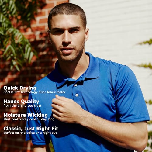 Hanes Sport Men's Cool DRI Men's Performance Polo,Deep Royal,X-Large - Image 4