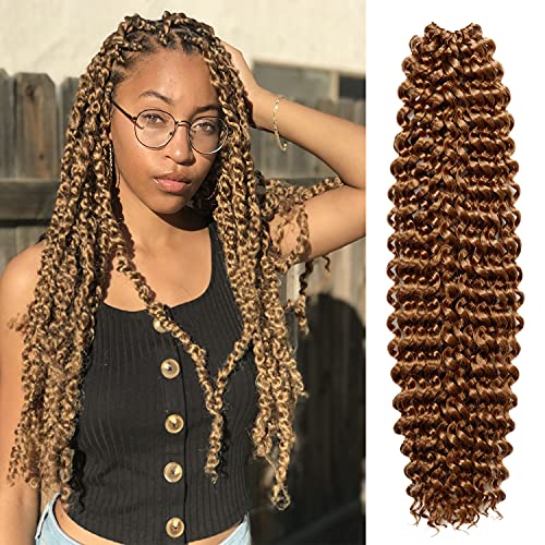AU-THEN-TIC Water Wave Crochet Braids Hair, 22 Inch, 6 Packs, Synthetic Extensions for Passion Twists, Butterfly Locs, and Bohemian Styles, (27, Honey Blonde) - Image 1
