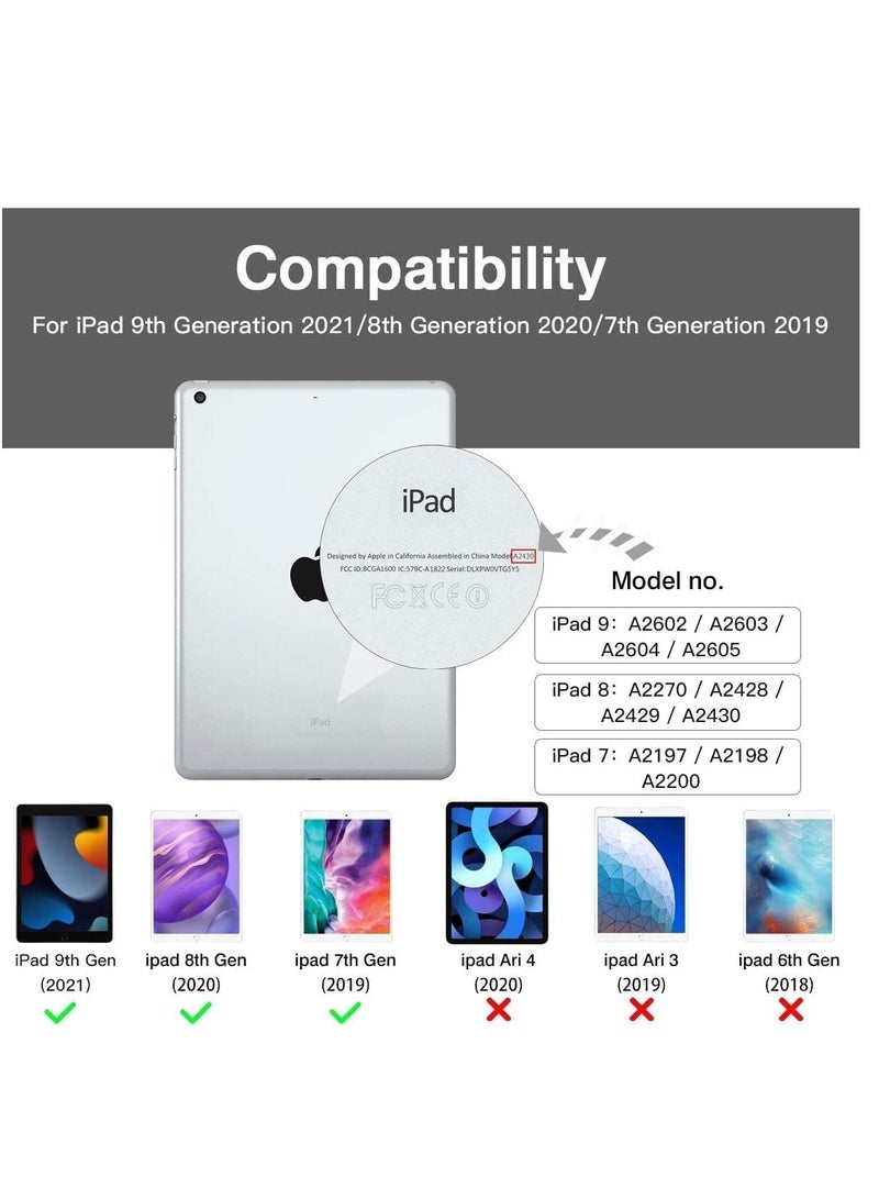 Case for iPad 9/8/7 Generation/iPad 10.2 Case 2021 with Pen Holder, Smart Folio Soft TPU Protective Case for iPad 8th/7th Generation 2020/2019 [Auto Sleep/Wake Function] (Purple) - Image 2