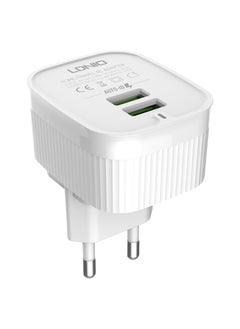 إل دينو شاحن السفر Ldnio A201 Lightning مع منافذ USB مزدوجة، أبيض  - Image 3