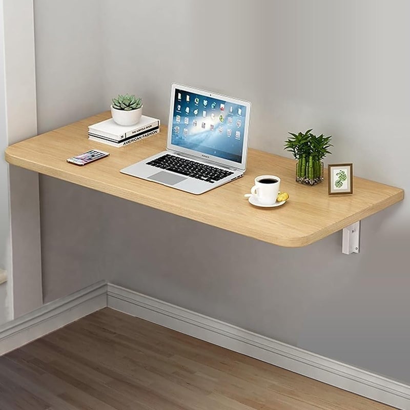 VITION Computer Wall Mount Stand Folding Wall-Mounted Drop-Leaf Table,Metal Folding Shelf Bench Table Bracket (Tan, 40 X 60 cm) - Image 1