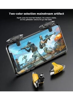 T I G O Bumblebee Game Trigger Upgrade Version PUBG Mobile Trigger with Aim & Fire Triggers and 2 Pcs Gaming Finger Sleeves, 6 Finger Trigger Sensitive Shoot, Compatible with iPhone & Android Most Phones  - Image 2
