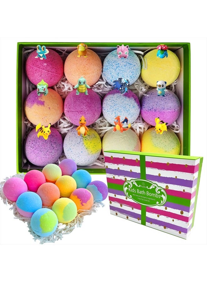Purelis Kids Bath Bombs with Toy Surprises Inside! 12 XL Surprise Bath Bombs for Boys and Girls Birthday Bath Bomb Set for Children of All Ages - Image 1