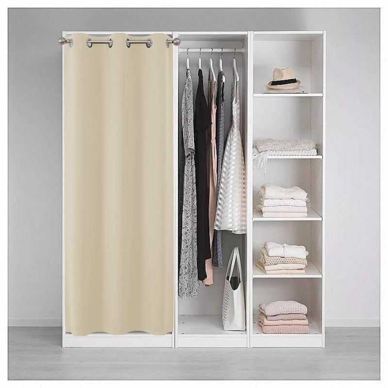 Joydeco Door Curtain For Closet Doors 78 Inches Long 1 Panel Blackout Doorway Curtain For Open Closet Bedroom Room Divider For Privacy (Light Beige 40Wx78L) - Image 3