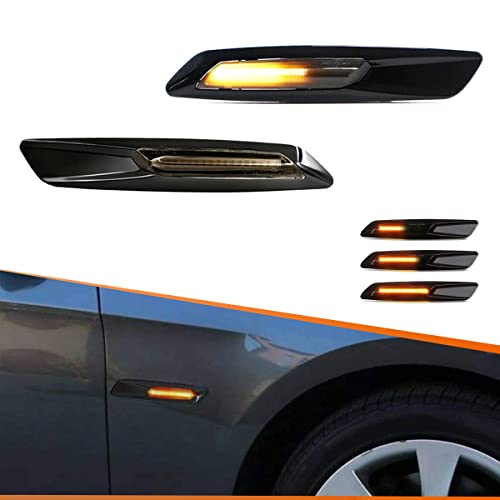 ADIIL Black F10 Style Smoked Lens Front Fender Sequential Amber LED Turn Signal Lamp Side Marker Lights Assembly For BMW 1 3 5 Series E82 E88 E90 E91 E92 E93 E60 E61 - Image 1