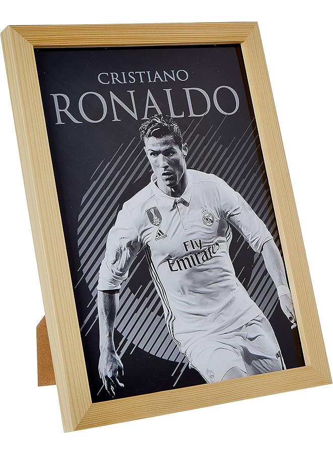 erorex Ronaldo Wall Art With Pan Wood Framed Ready To Hang For Home Bed Room Office Living Room Home Decor Hand Made Wooden Color 23 X 33Cm By - Image 1