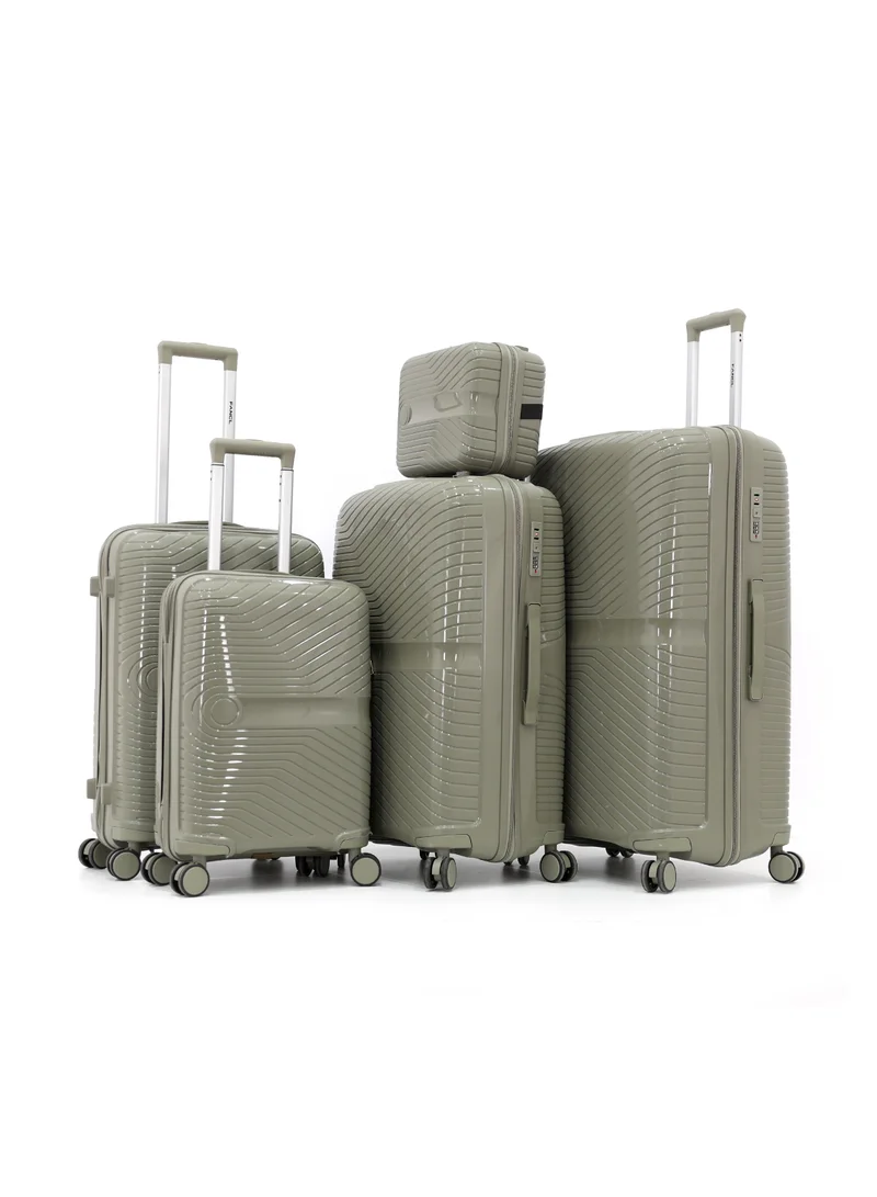 فانكل FANCL 4-Piece Hard-Side Polypropylene Luggage Set – Lightweight, Durable, Spinner Trolley with TSA Lock,Olive (BC-12"S-20",M-24",L-28",XL-32")