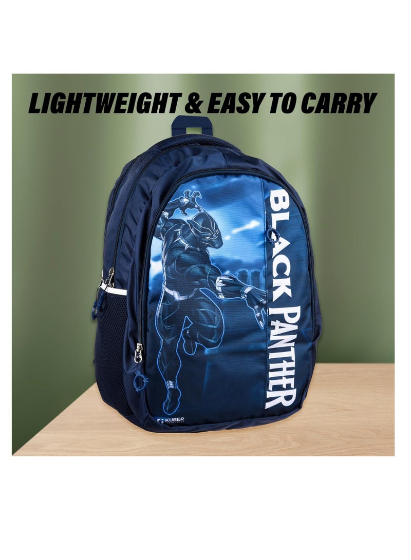 Kuber Industries 15.6 inch Marvel Black Panther School Backpack 5 Compartments Waterproof Cover Blue - Image 2