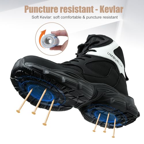 Hogent Steel Toe Shoes for Women Men Wide Non Slip Composite Work Sneakers Indestructible Comfortable Safety Tennis Shoes Lightweight Breathable Construction Sneakers Puncture Proof Ergonomic Design - Image 3