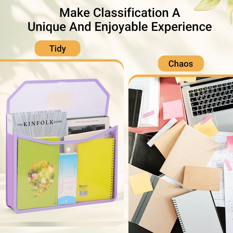 WORPSON Plastic Expanding File Folder, Clear Envelopes Fit Letter & A4 Size, Folders for Documents with Snap Closure, No Dividers, Large Capacity (3, Cool Colors) - Image 5