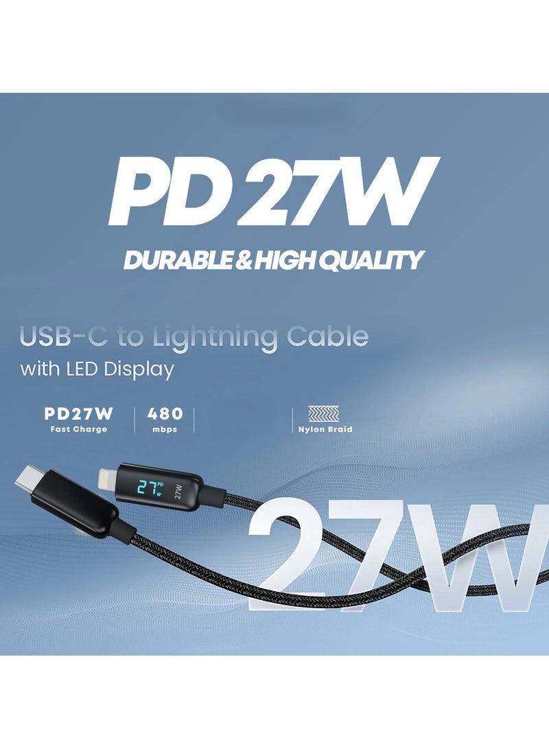 SPON USB Type C PD Cable lightning PD For iPhone 15 1413 12 11 Pro Max XS Xr PD 27W Fast Charge Charger Lightning Wire Cord And Syncing Data Display screen - Image 3