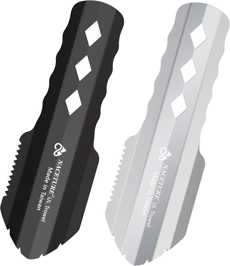NACETURE Natural material Ultralight Backpacking Trowel Aluminum Shovel Small Potty Multitool with Longer Handle Design Essential for Hiking, Camping and Survival Bags (Silver&Black) Cost effective upgraded craftsmanship - Image 1