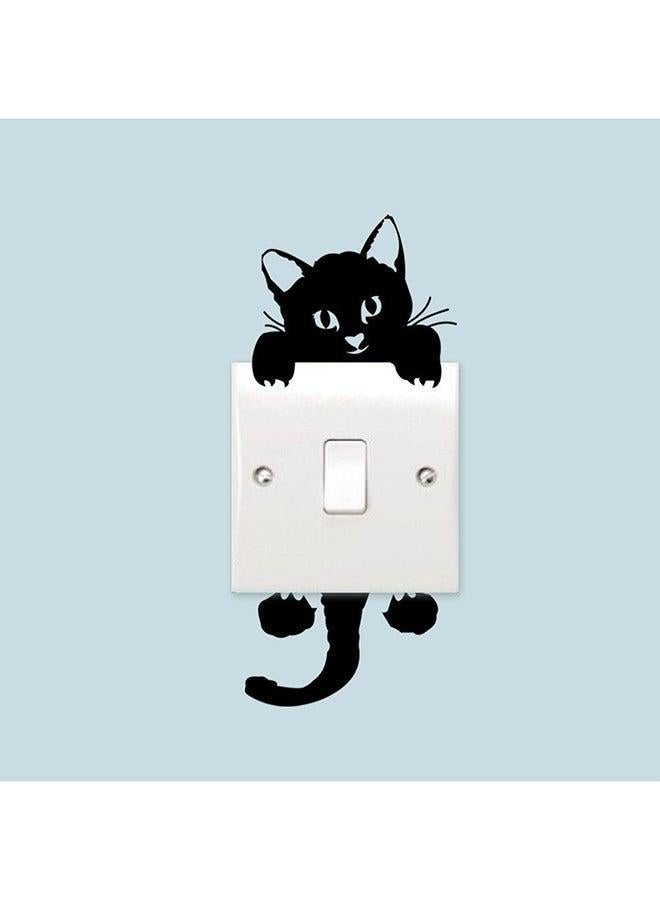 EHOME Cute Cat Light Switch Wall Sticker Black 14x6cm - Image 1
