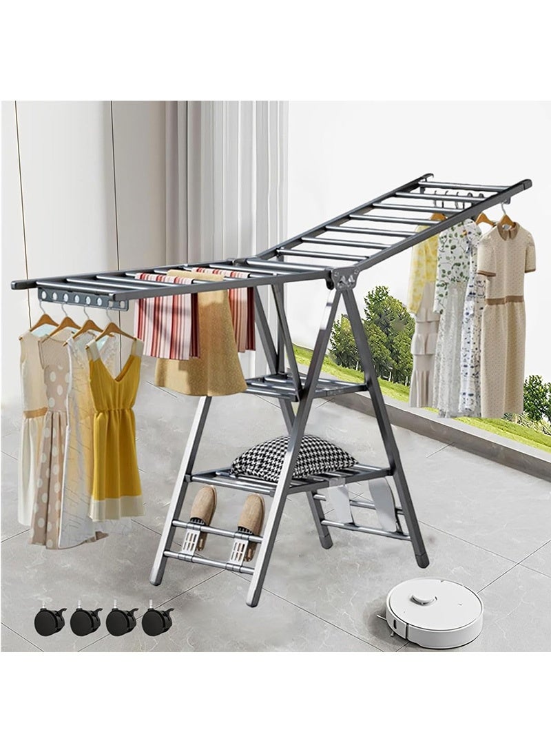 Topyich Foldable Clothes Drying Rack, 3 Height Adjustable Clothes Dryer, Laundry Drying Rack for Sheets Towels & Clothing, Windproof, Indoor Outdoor Use（160CM）  - Image 1
