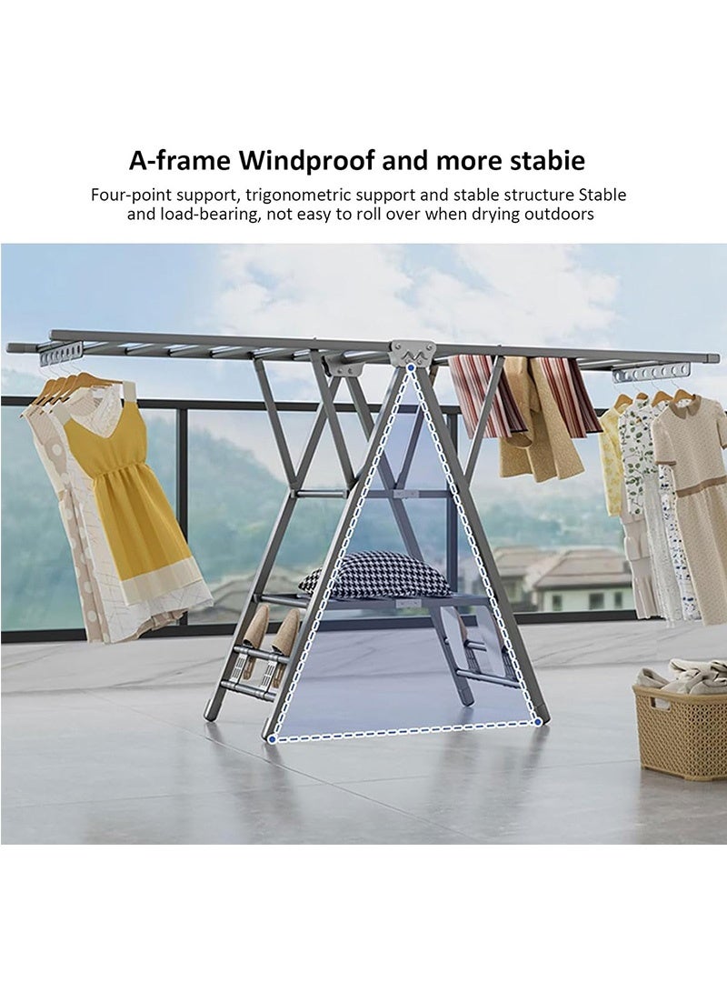 Topyich Foldable Clothes Drying Rack, 3 Height Adjustable Clothes Dryer, Laundry Drying Rack for Sheets Towels & Clothing, Windproof, Indoor Outdoor Use（160CM）  - Image 3