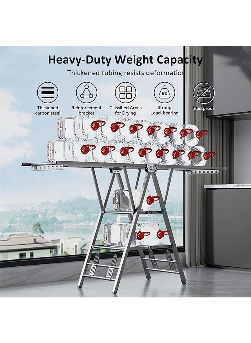 Topyich Foldable Clothes Drying Rack, 3 Height Adjustable Clothes Dryer, Laundry Drying Rack for Sheets Towels & Clothing, Windproof, Indoor Outdoor Use（160CM）  - Image 2