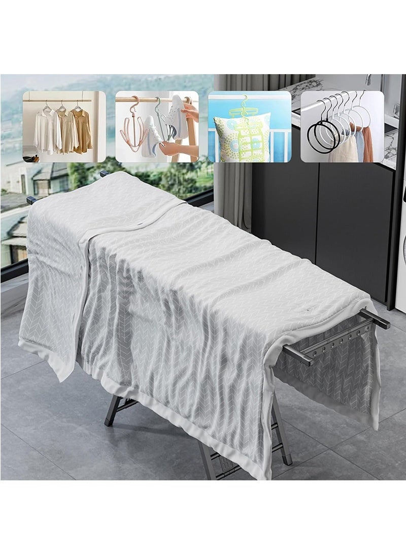 Topyich Foldable Clothes Drying Rack, 3 Height Adjustable Clothes Dryer, Laundry Drying Rack for Sheets Towels & Clothing, Windproof, Indoor Outdoor Use（160CM）  - Image 4