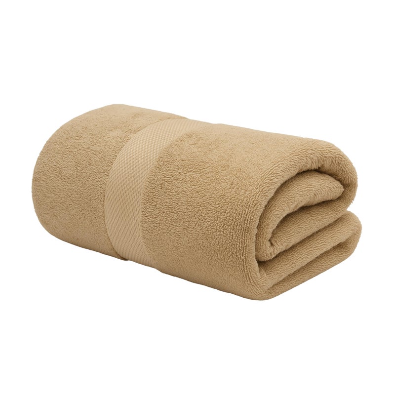 Sol Suave 1 Piece Egyptian Cotton Bath Towel - Ultra Soft & Highly Absorbent, Quick Dry Wash Cloths (Beige, Bath Towel (140 x 70 cm)) - Image 1