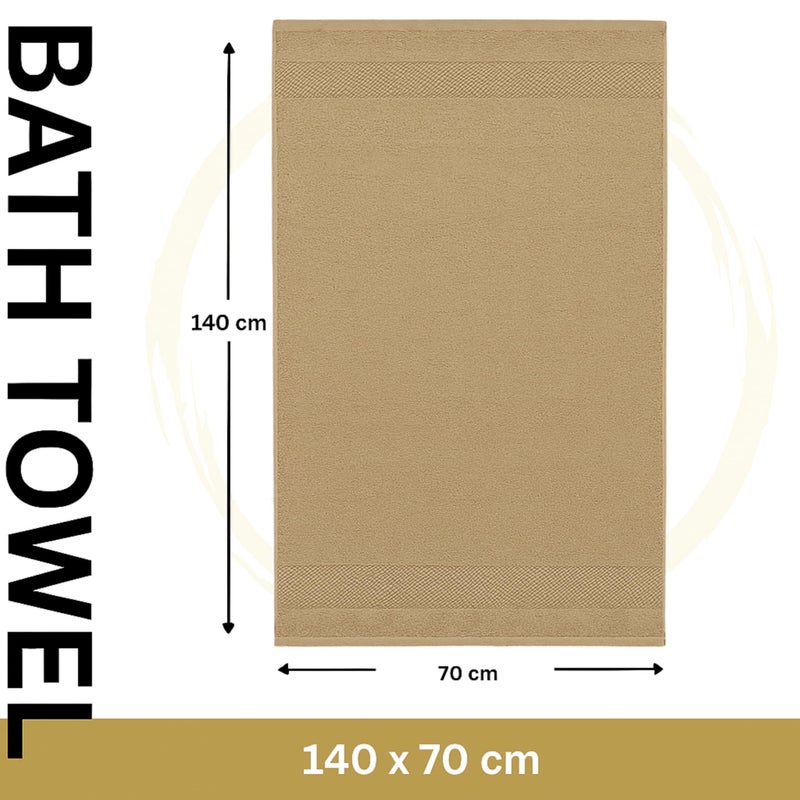 Sol Suave 1 Piece Egyptian Cotton Bath Towel - Ultra Soft & Highly Absorbent, Quick Dry Wash Cloths (Beige, Bath Towel (140 x 70 cm)) - Image 4